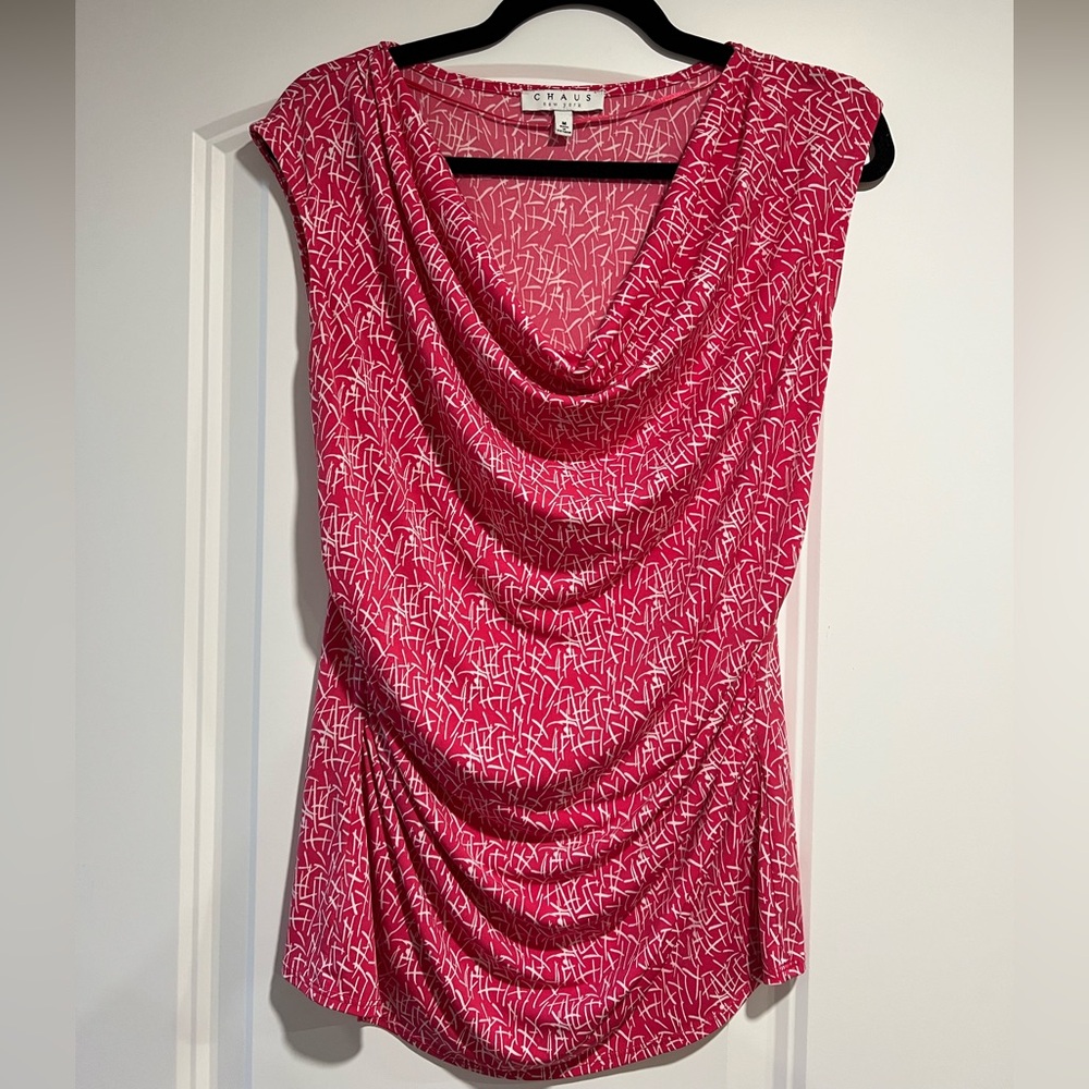 Chaus Red and White Patterned Women's Blouse